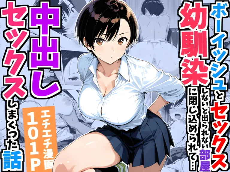 『ボーイッシュ幼馴染と「セックスしないと出られない部屋」に閉じ込められて…中出しセックスしまくった話』-1.webp